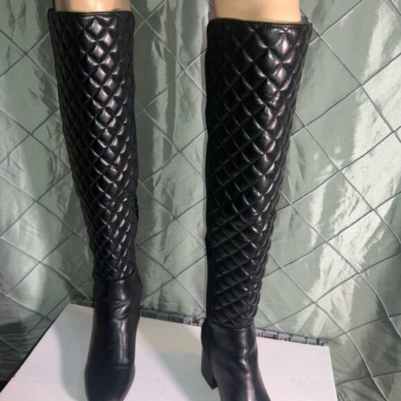 Rogue Womens Long Thigh High‎ Boots Over The Knee Mid Block Heel Zip Up Sz. 8.5 - Picture 2 of 10
